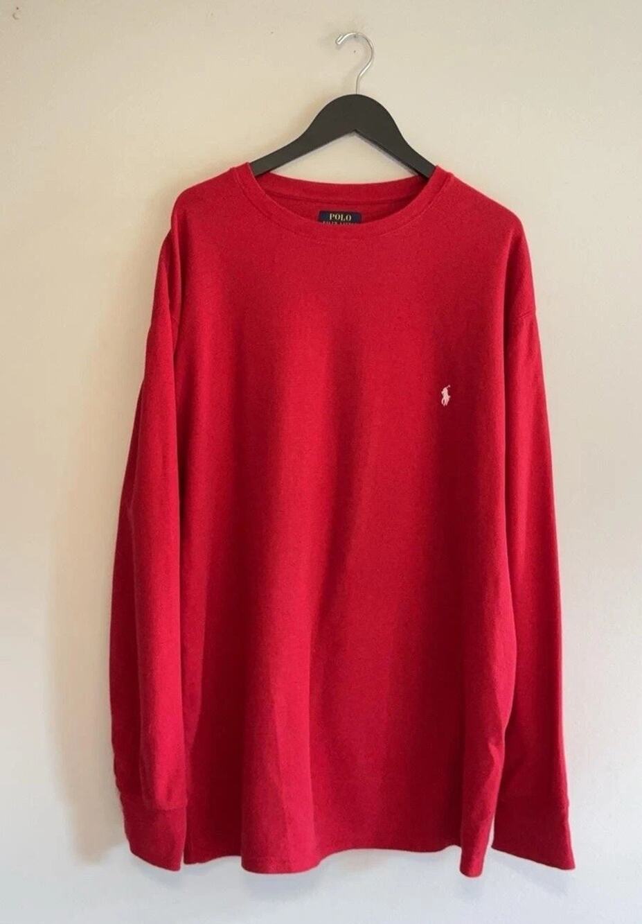 Polo Ralph Lauren Pajama Top Mens Big 4X Red Waffle Knit Long Sleeve Sleepwear